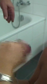 Pink slut likes to suck in the bath
