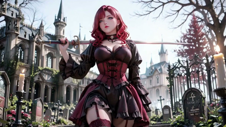 Seraphina Vale: Redhead Gothic Muse: Encounter in the Dark Cemetery.