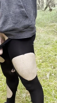 Teen boy walks in nature naked for gay Stepdaddy big dick pantyhose, flash Cut pants