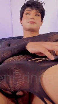 Good Boy Femboy Ken Masturbates in Tights and Asks to Be Watched