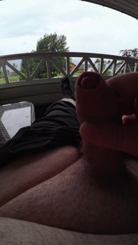 Masturbating Outside on the Porch