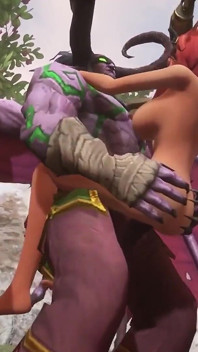 Illidan Stormrage đứng nâng và mang theo một con yêu tinh tóc đỏ nóng bỏng | Phim nhái Warcraft