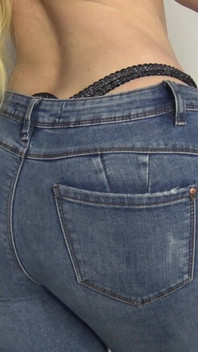 Thong in jeans 