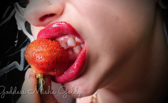 Goddess Misha Goldy: Seducción de labios! Adoración, paja y semen! JOI