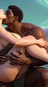 90 Year Old Granny Foot Slave - Licking Girl's Feet While on Black Man's Lap