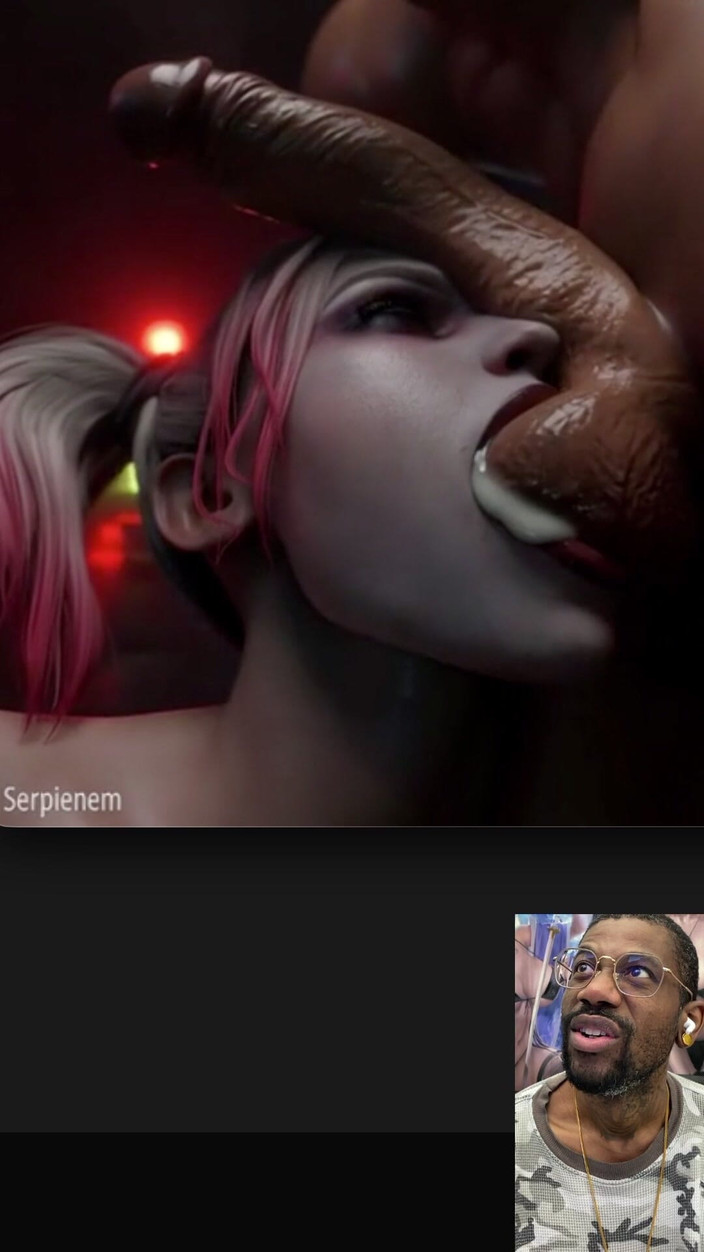 L6RD7BLU3 FUTA: Harley Quinn сосет трансгендерные яйца с транс-спермой все еще во рту