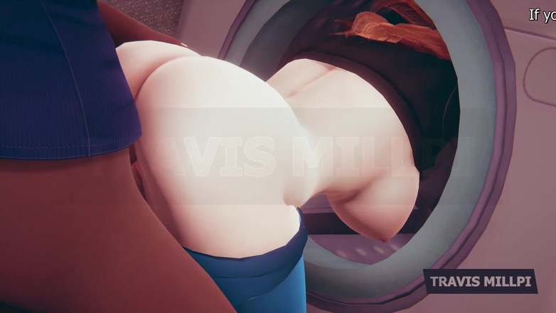TravisMillpi: Rothaarige bleibt in der waschmaschine stecken, sexy Rettung &amp; umkleidekabine necken (3d-animation)