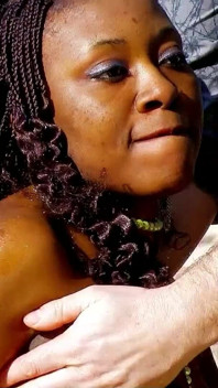 Ebony teen Nancy fucked by strangers on vacation on the beach