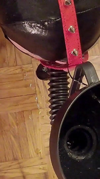 Halloween Scary Cumming and Pissing to Slave Slut Mouth Through a Funnel Gag