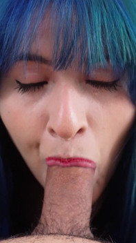 Blue Haired Punk Sucks Cock