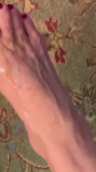 Cum on Stepaunt's Feet with Red Nails and Anklet JOI Dirty Talk MILF GILF Footjob