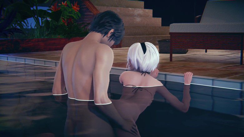 Waifu club 3D: 2B dikongkek gaya doggy di kolam