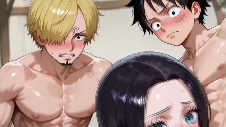 Prznai: Luffy, Sanji ve Hancock (iki erkek bir erkek)