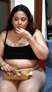 Nicole Stuffs a Monster Sandwich & Rubs Her Full Belly