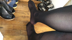 Crossdresser Red Pedicure and Pantyhose