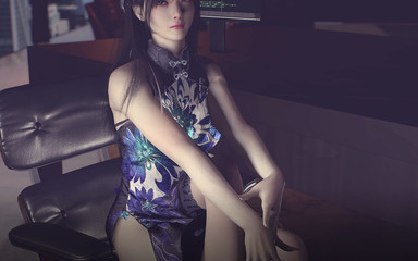 MikuMotion: Корейская танцевальная марионетка со веревками Cheongsam, элегантная киска с длинными ногами выставлена напоказ