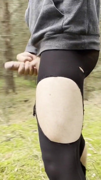 Teen boy walks in nature naked for gay Stepdaddy big dick pantyhose, flash Cut pants
