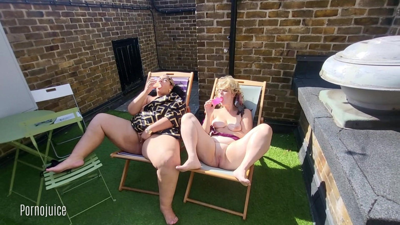 Cheeky UK girls: Międzyrasowy lesbijki na dachu spust party z udziałem Sexyspice36 i...