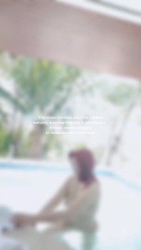 Woman Hijab Bathing Naked in an Open-air Hotel Pool