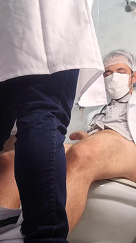 Slutty Nurse Catches Doctor on Duty and Performs Very Intimate Exam in Hospital Bathroom