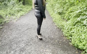 Walking in the Woods with Heels and Leather