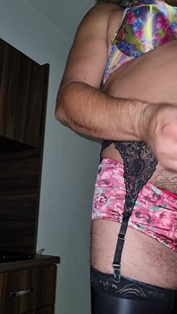 Squeezing My Honey Wearing My Classic Floral Lingerie