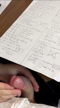 Busty Schoolgirl Handjob to a Classmate Under the Table at Math Class