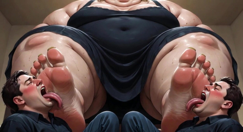 YOUR BEST FANTASY: Obese SSBBW Foot Domination - Male Slaves Cleaning Her Big Soft...