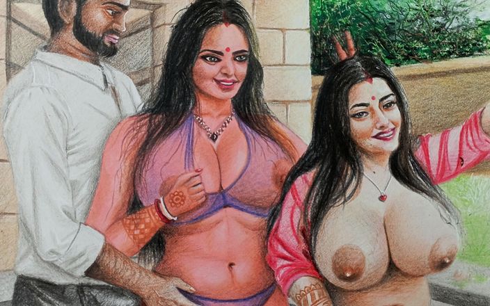 ThePornARTIST69: Art érotique ou dessin d’une indienne desi sexy en lune de...