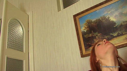Hotties Banged: Redhead teen gags on cum in her mouth