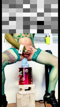 Cute Shemale Dildo Riding Outside with Panties by the Side