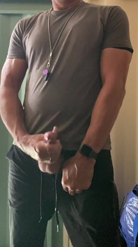 Jockdad87 Shoots a Load of Cum All Over the Equipment Closet