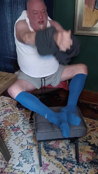 Jerk off in Titey Whities and Long Blue Socks