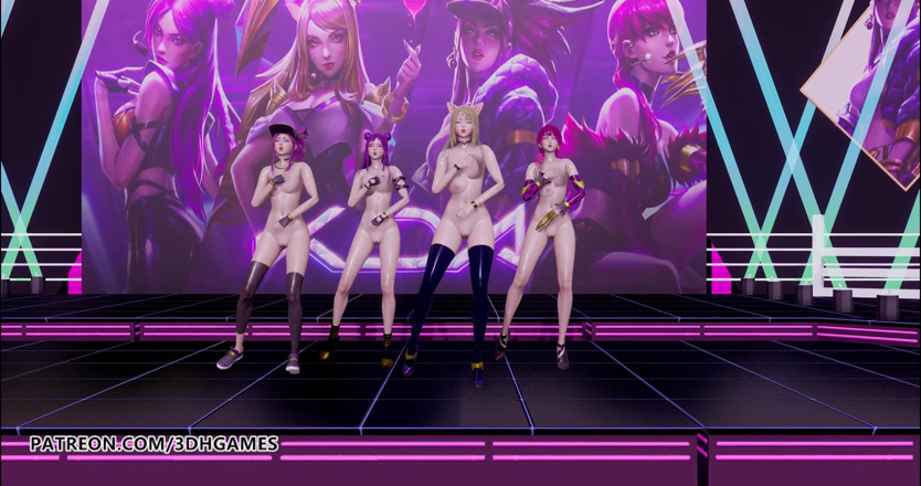 3D-Hentai Games: Girls day - Something naked dance Ahri, Akali, Evelynn, Kaisa 3D uncensored...
