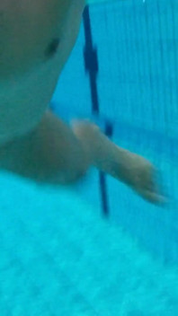 Indoor Public Pool Solo Uncut Nude Fit Man Swimming