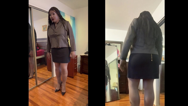 Deanna Doll: बॉसी बिजनेस ड्रेस आउटफिट में काली बेब Danae