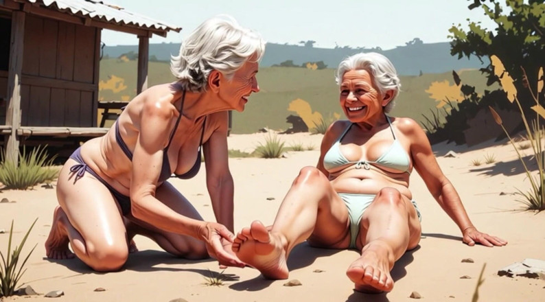 YOUR BEST FANTASY: Two Skinny 90 Year Old Grannies - One Licks the Other's Feet...