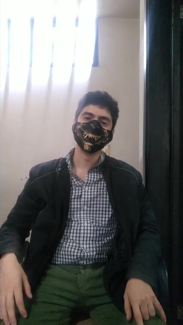 TabascoJake: Guy with Gremlin Mask Plays with His Huge Long Dick