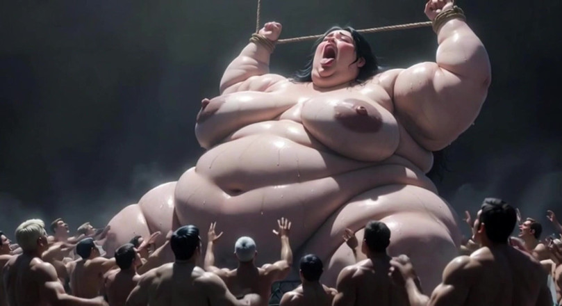 YOUR BEST FANTASY: Giant SSBBW Tied up - Tiny Men Exploring Deep Inside Her...