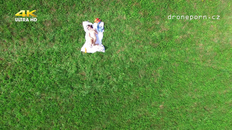 Peaches and Bananas: Nudist girl masturbating. Shot by drone