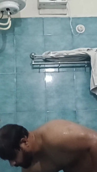 Indian Nude Daddy Enjoying a Hot Shower and Showing off His Wet Body