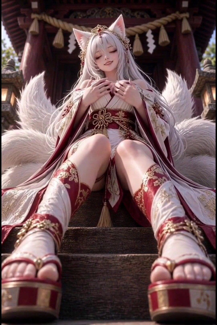 Wertstofsamler: 3 boyutlu anime kitsune tapınak merdivenlerinde mastürbasyon yapıyor ve biniyor