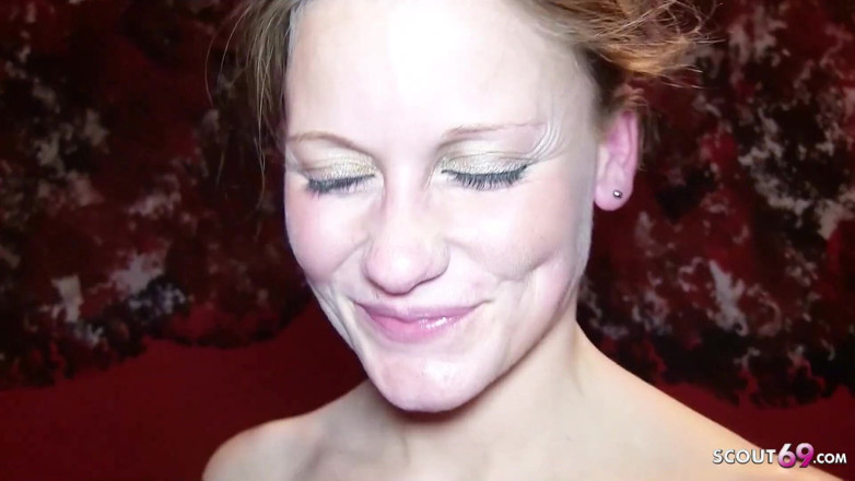 Full porn collection: Horny blonde skinny teen Lacy at wild bukkake party