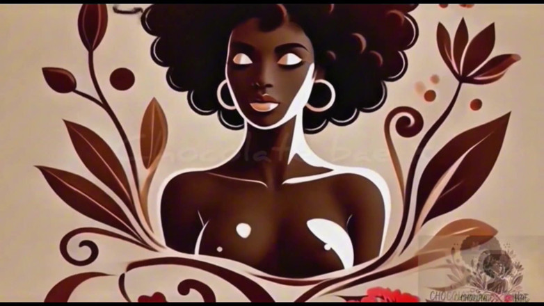 Naturelle Chocolat: Pelayan jalang eboni seksi menonton lucah di bar dan mengongkek...
