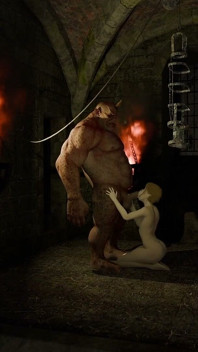 Dungeon Domination: Orc Breaks Elven Girl with Rough Assfuck & Cum