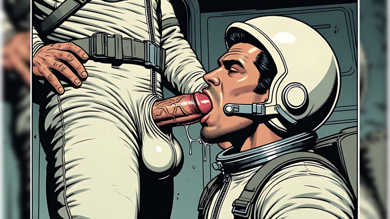 Blowjob: Gay Astronaut Sucking Comic Art
