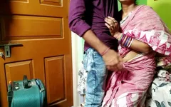 Young Wife Give Blowjob and Rough Sex to Husband Before He Leave Home