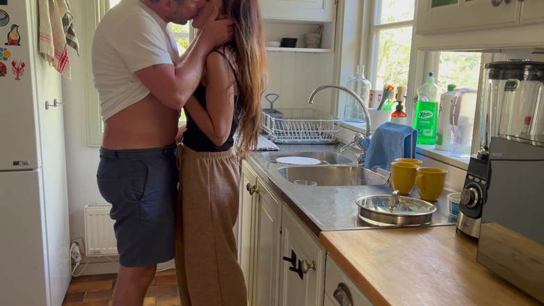 LoveAndRopes: Husband Gets Horny Watching Hot MILF Wife Doing the Dishes,...