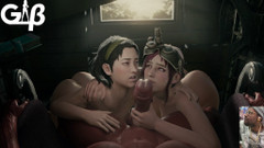 L6RD7BLU3 FUTA: Two Scavenging Sluts Licking on a Big Breast Transgender BBC,...