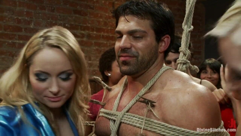Divine Bitches by Kink: Male stripper punished by 40 women